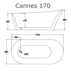 Badekar - Cannes 170 fritstende badekar