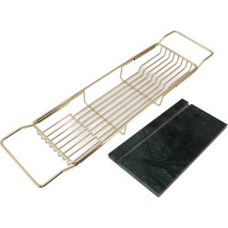 Badekarshylde Messing - grn marmor