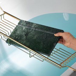 Badekarshylde Messing - grn marmor