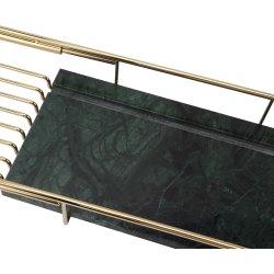 Badekarshylde Messing - grn marmor