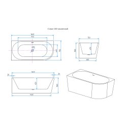 Corner 160- hjrnebadekar - Mat akryl