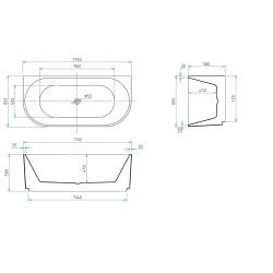  Badekar Nordic Wall 170 - MAT