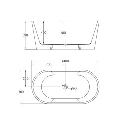 Badekar - Oval Ultraslim 140 - fritstende badekar