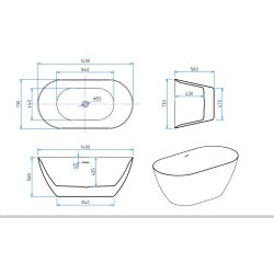 Fritstende badekar Smash 140 
