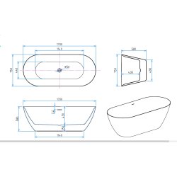Fritstende badekar Smash 170