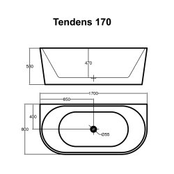  Badekar - Tendens 170 incl monteret armatur